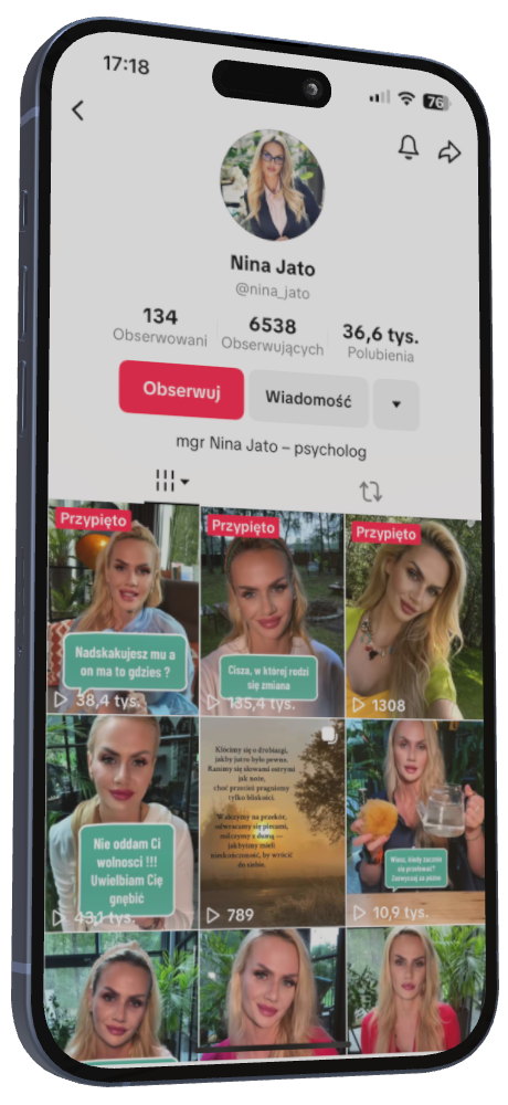 zdjęcie ilustrujące smartfona z otwartym profilem na tiktoku